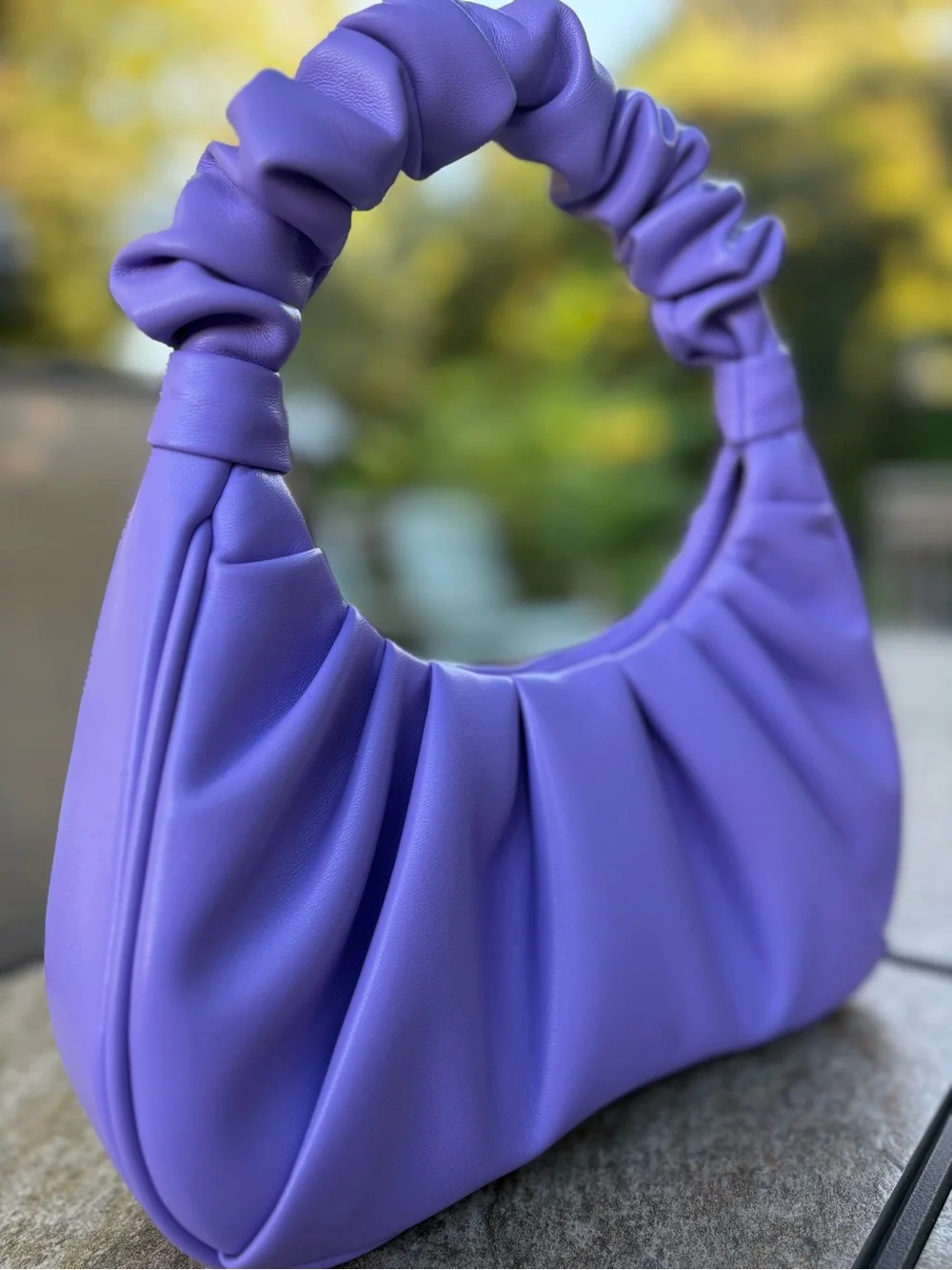 JW PEI Lilac Ruched-Handle Hobo Bag